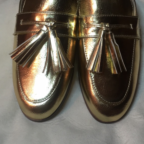 💚 Catherine Malandrino Gold Slip On Loafers Sz 8 - Picture 7 of 8